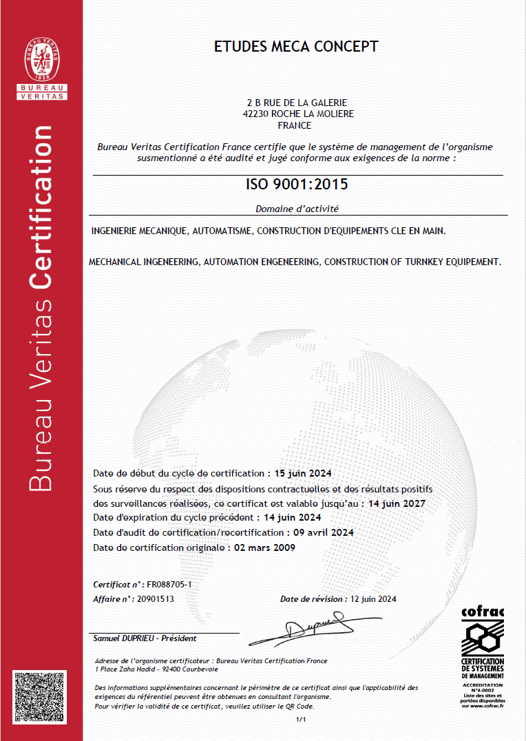 certification ISO 9001 MEcaconcept